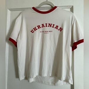 White and Red Graphic Tee. Ukrainian brand